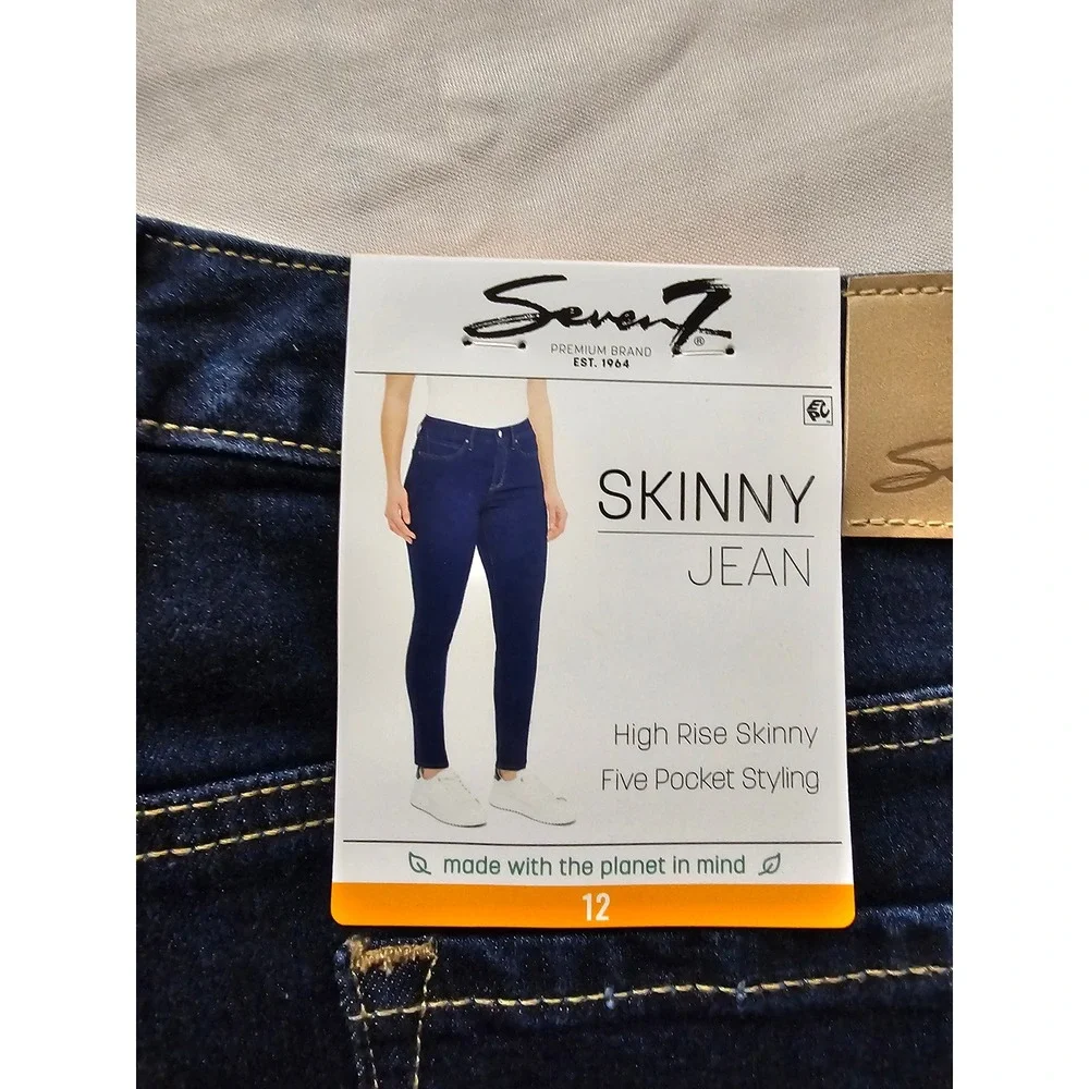 Seven7 Womens Skinny High Rise Jeans Blue Cotton Blend Casual Size 12